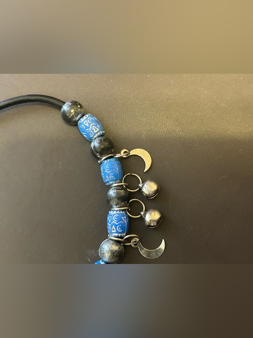 Vintage Blue Beaded Moon Charm Bracelet Tribal Beads - Women’s Jewelry - Picture 6 of 9
